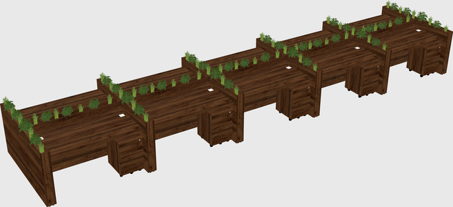 Rectangular shared desk