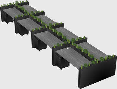 Rectangular shared desk