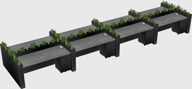 Rectangular shared desk