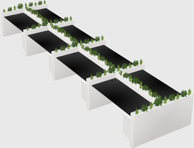 Rectangular shared desk