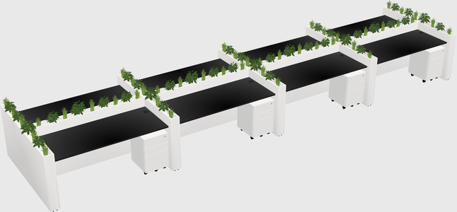 Rectangular shared desk