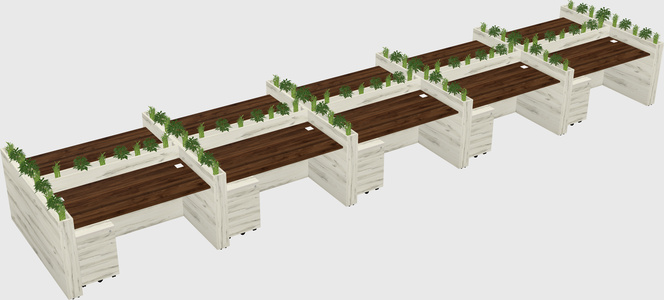 Rectangular shared desk