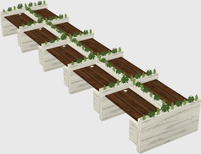 Rectangular shared desk