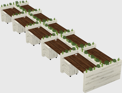 Rectangular shared desk