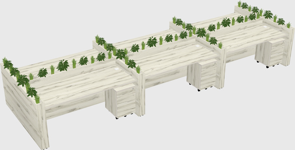 Rectangular shared desk
