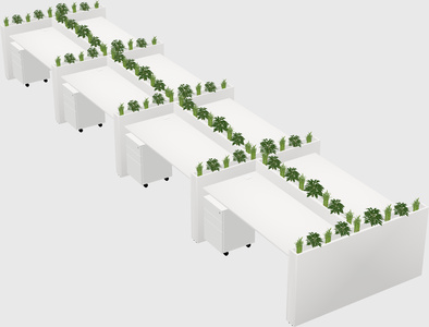 Rectangular shared desk