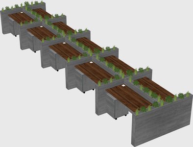 Rectangular shared desk
