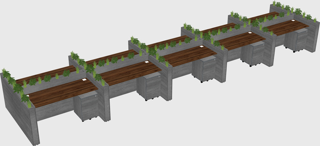 Rectangular shared desk