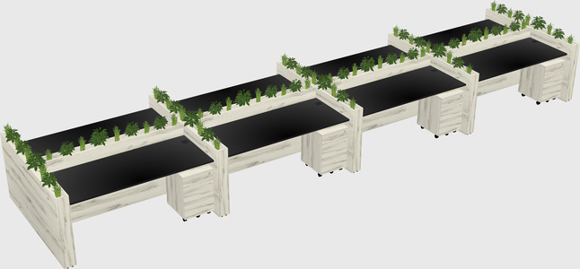 Rectangular shared desk