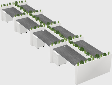 Rectangular shared desk
