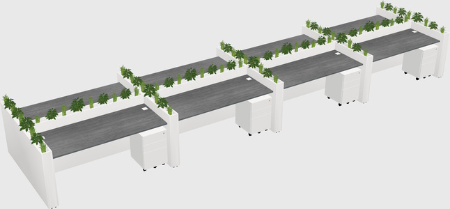 Rectangular shared desk