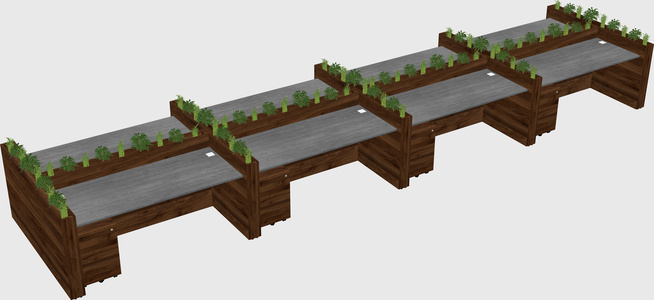 Rectangular shared desk