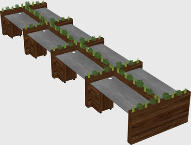 Rectangular shared desk