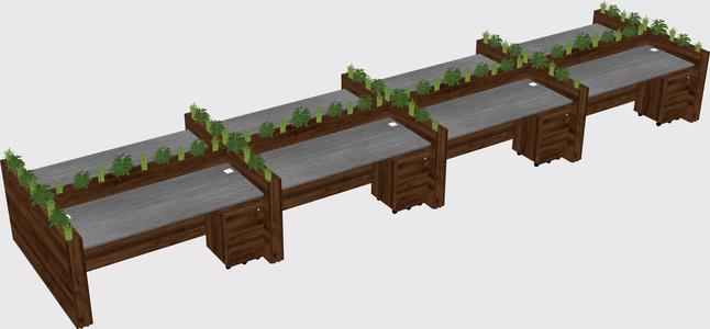 Rectangular shared desk