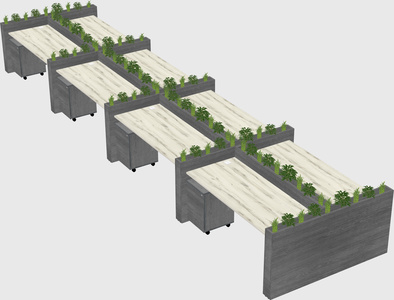 Rectangular shared desk