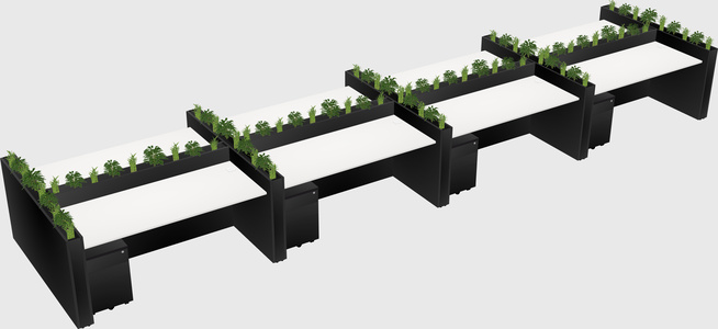 Rectangular shared desk