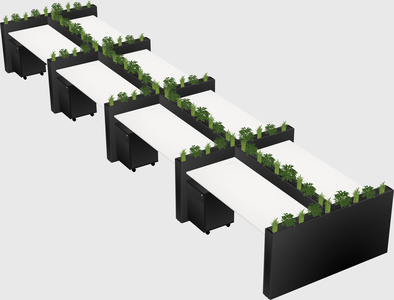 Rectangular shared desk