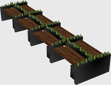 Rectangular shared desk