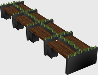 Rectangular shared desk