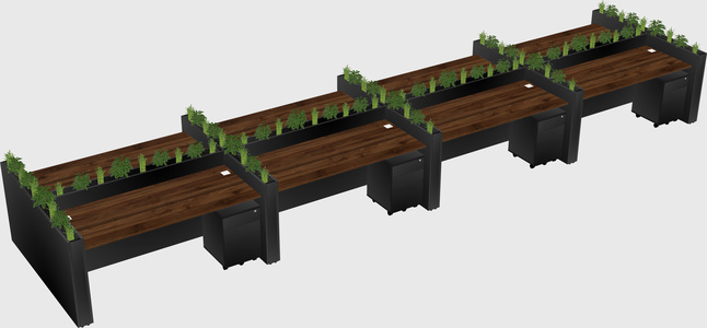 Rectangular shared desk