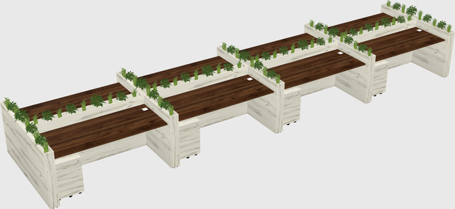Rectangular shared desk