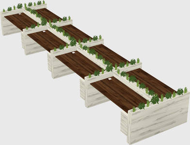 Rectangular shared desk
