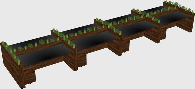 Rectangular shared desk