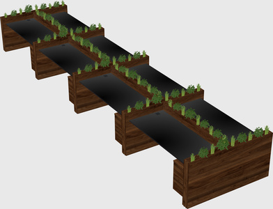 Rectangular shared desk