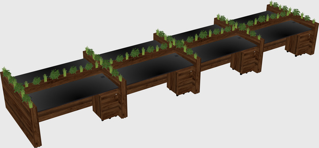 Rectangular shared desk