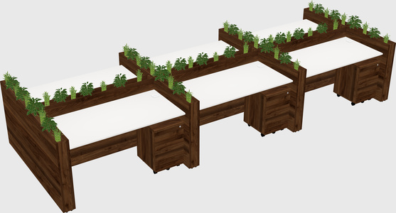 Rectangular shared desk