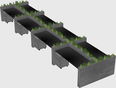 Rectangular shared desk