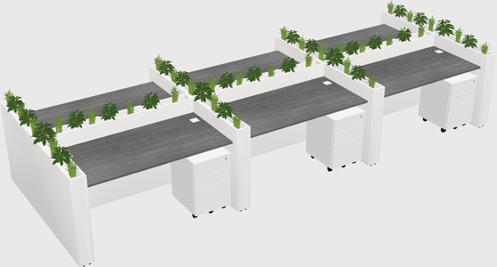 Rectangular shared desk