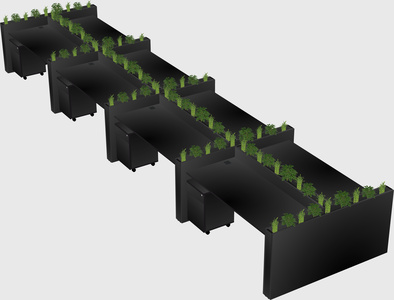 Rectangular shared desk