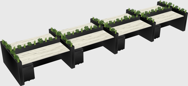 Rectangular shared desk