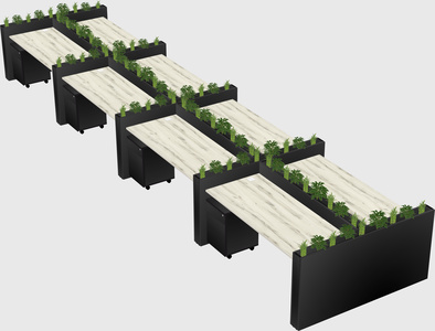 Rectangular shared desk