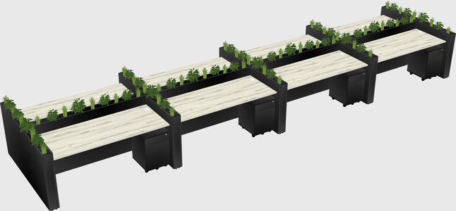 Rectangular shared desk