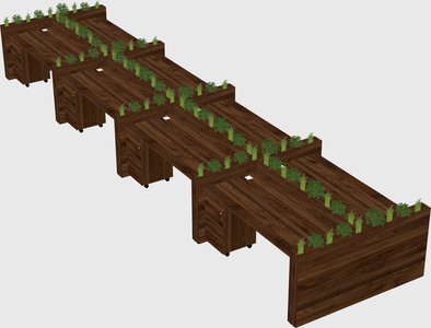 Rectangular shared desk