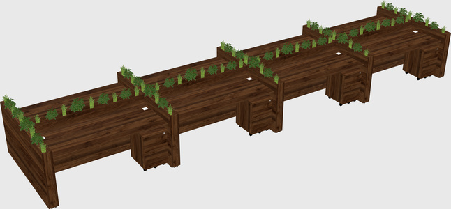 Rectangular shared desk