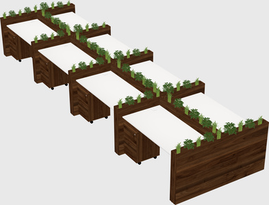 Rectangular shared desk