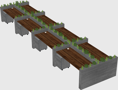 Rectangular shared desk