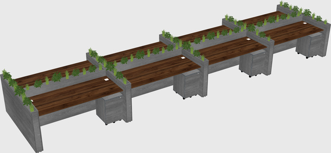Rectangular shared desk