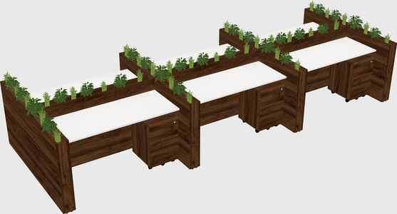Rectangular shared desk