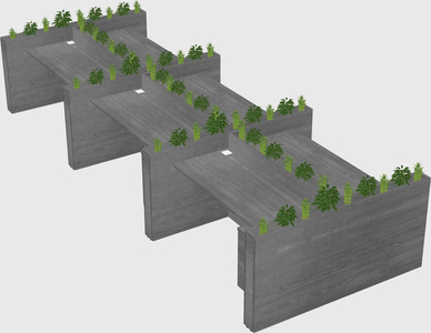 Rectangular shared desk