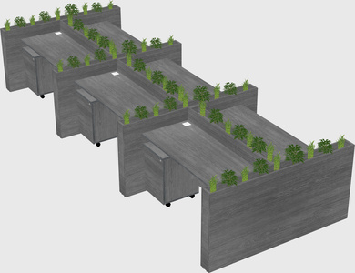 Rectangular shared desk