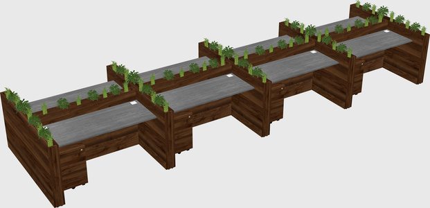 Rectangular shared desk