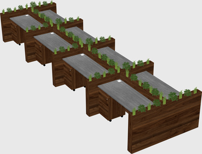 Rectangular shared desk