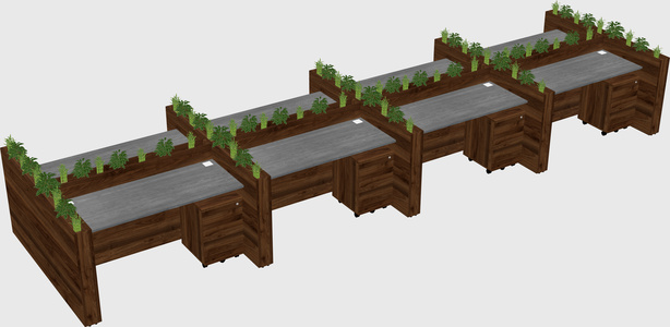 Rectangular shared desk