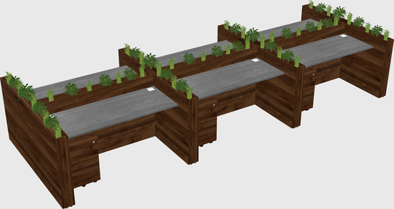 Rectangular shared desk