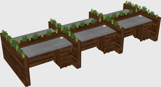 Rectangular shared desk