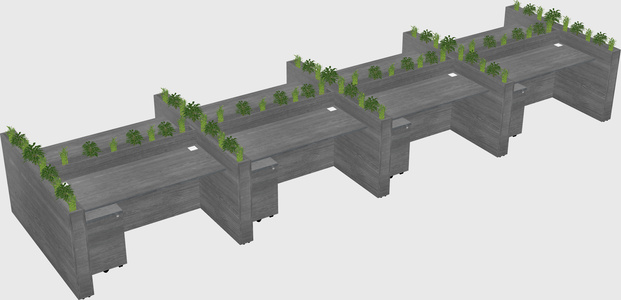 Rectangular shared desk